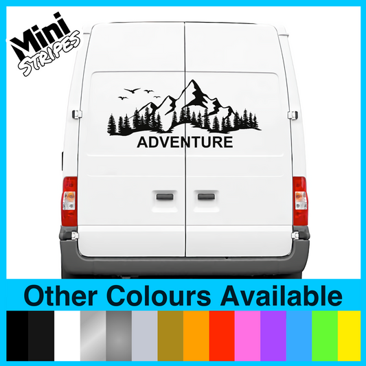 Mountain Adventure Camper Rear Vinyl Graphic