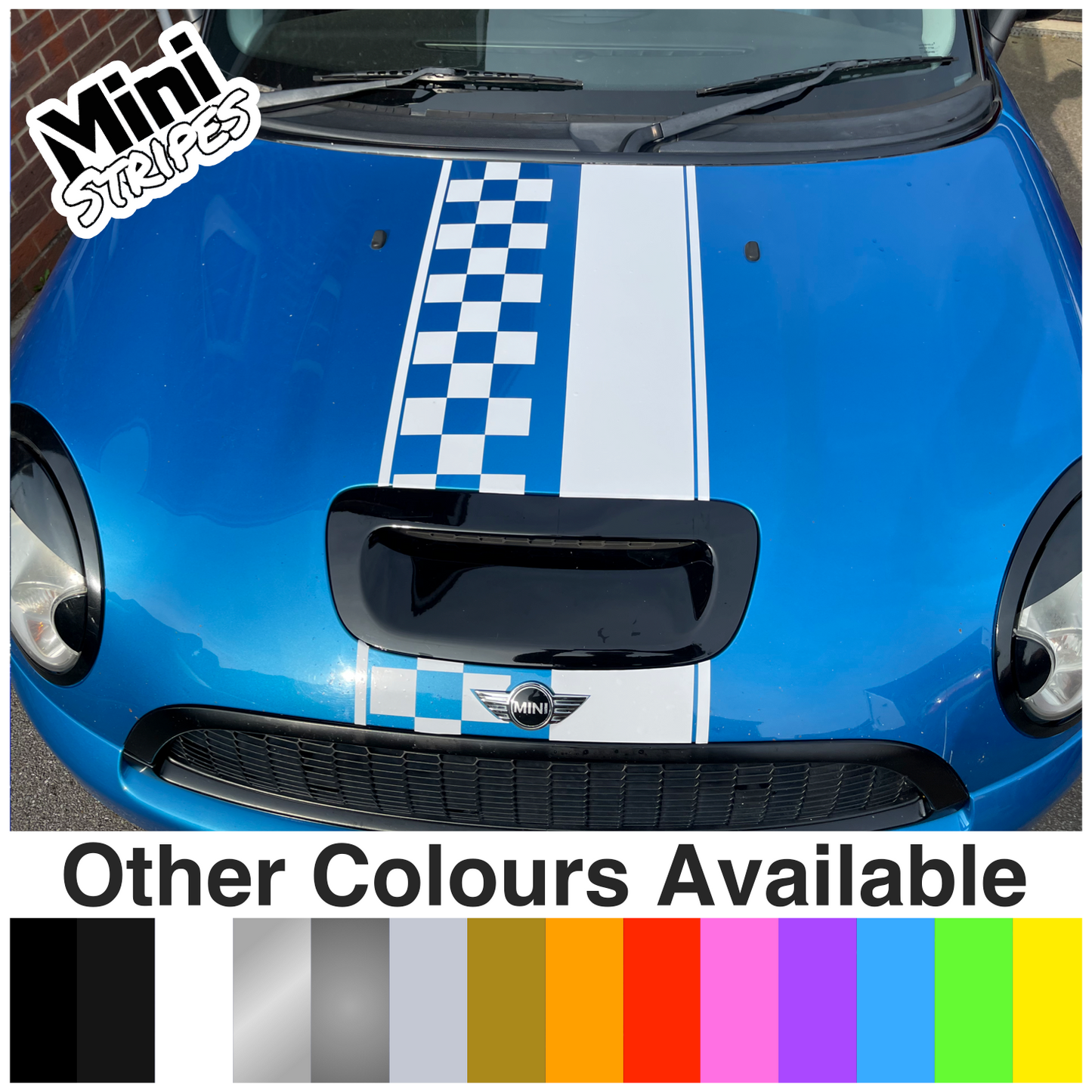 Mini Cooper S Central Bonnet Stipes Checkered