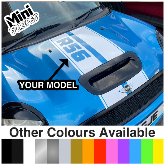 Mini Cooper S Central Bonnet Stripes With Model Cut Out