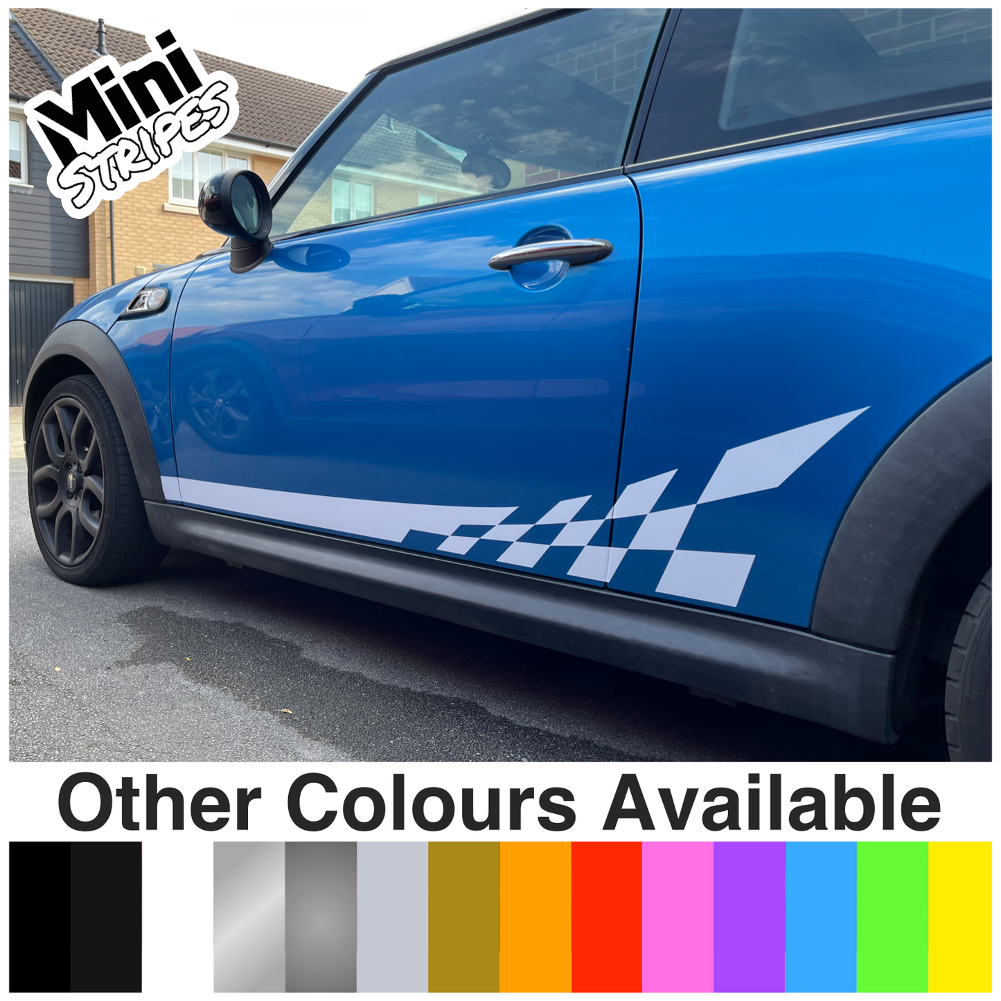 MINI COOPER S SIDE SKIRT CHECKERED RACING FLAG STRIPES